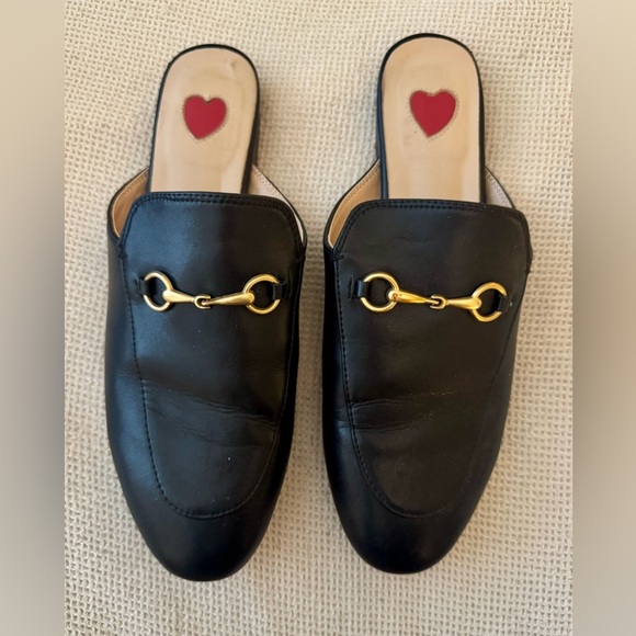 Arqa Shoes - Black Faux Leather Mules with Gold Accents